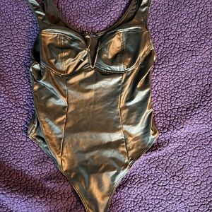 Iris Black Glossy Bodysuit